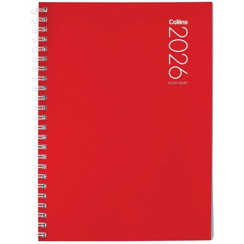 Collins A53 Wiro Diary A5 Week To View 2026 Assorted Colours