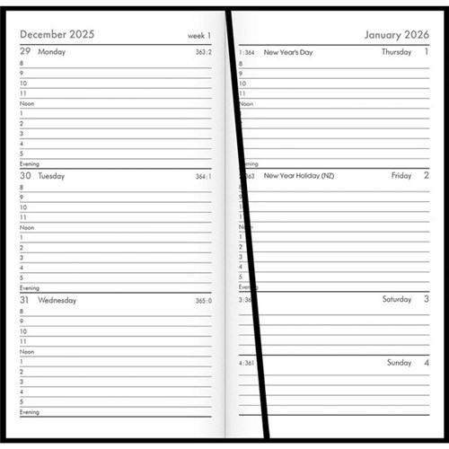 Collins CW3 1 Hour Appointment Diary Week To View 2026 Black