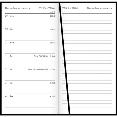 Collins CW7 Notebook Pocket Diary Week To View 2026 Black