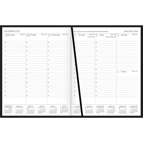 Collins MD1083 Hourly Appointment Diary Week To View 2026 Black