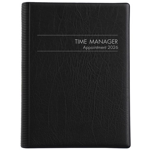 Collins MDA51A 1/4 Hour Time Manager Diary A5 Day Per Page 2026 Black