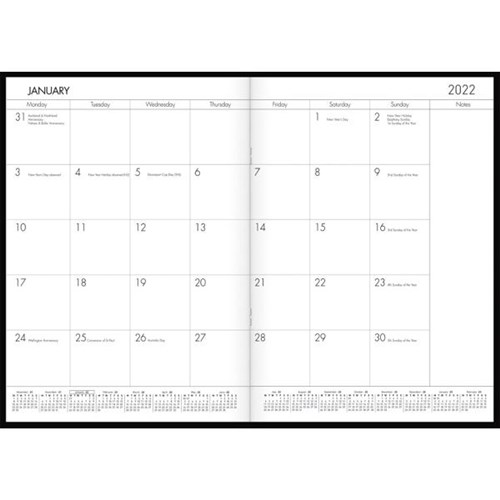 2022 Monthly Planner Month to View Diary Calendar Home Office Organiser Black