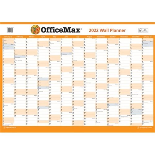 OfficeMax Double Sided Dated Year Wall Planner A3 420x297mm 2022