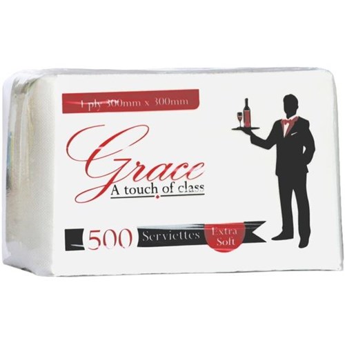 Grace Luncheon Napkins Quarter Fold 1 Ply White, Pack of 500
