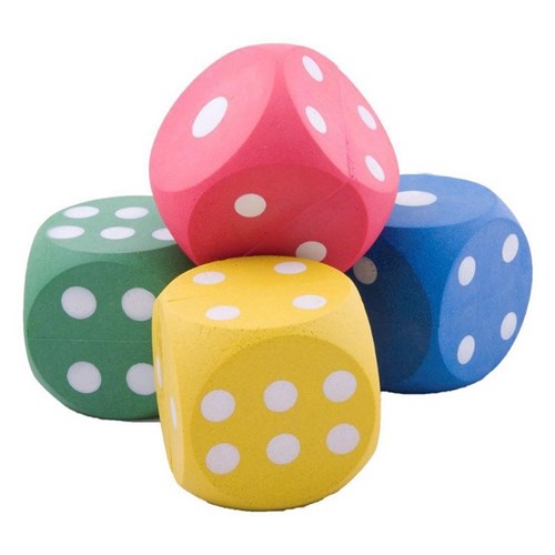 Rubber Foam Dice Giant 53x53mm Assorted Colours