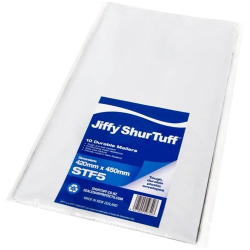 Jiffy ST5 ShurTuff Mailer 420x450mm, Pack of 10 OfficeMax NZ