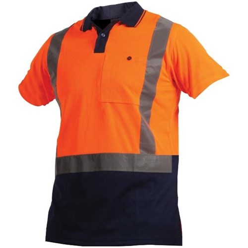 Argyle Day Night Hi Vis Polo Shirt Unisex Large Orange/Navy