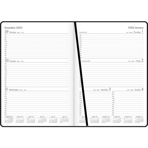 OfficeMax A43 1 Hour Appointments Diary A4 Week To View 2026 Black