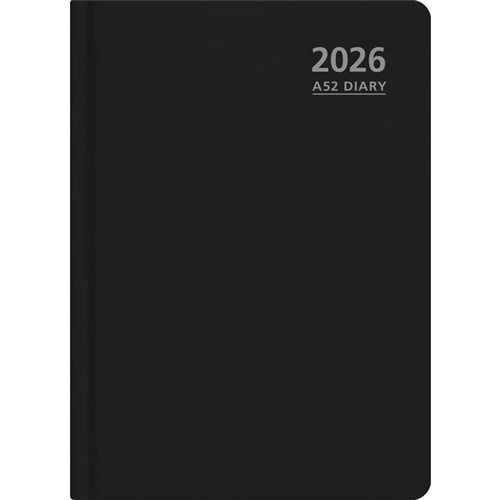 OfficeMax A52 1 Hour Appointments Diary A5 2 Days Per Page 2026 Black