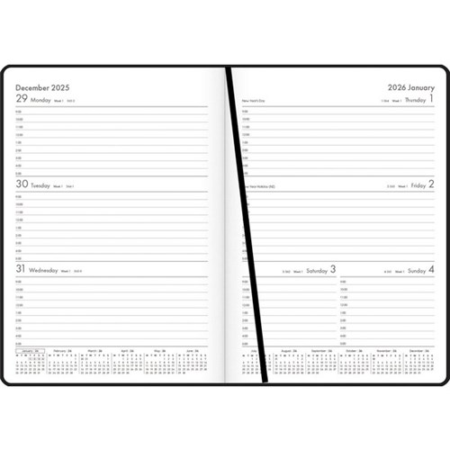 OfficeMax A53 1 Hour Appointments  Diary A5 Week To View 2026 Black