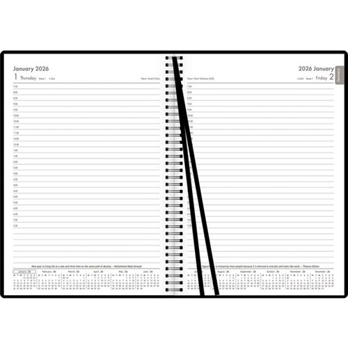 OfficeMax A51 1/2 Hour Appointments Executive Diary A5 1 Day Per Page 2026 Black