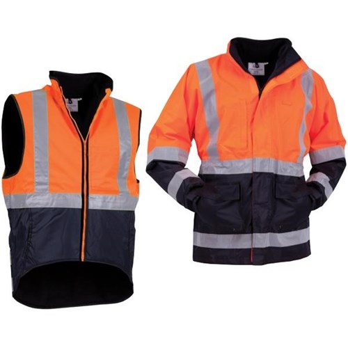 Argyle Stamina 5-in-1 Jacket and Vest Combo Large Orange/Navy