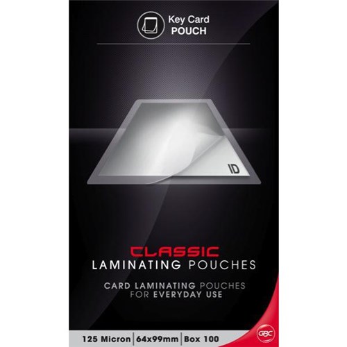 GBC Badge & Card Laminating Pouches 64x99mm 125 Micron, Pack of 100