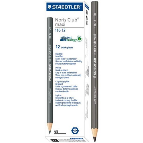 Staedtler Noris Club Maxi Graphite 6B Pencils, Pack of 12