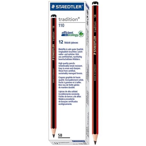 Staedtler Tradition 110 Graphite 5B Pencils, Pack of 12