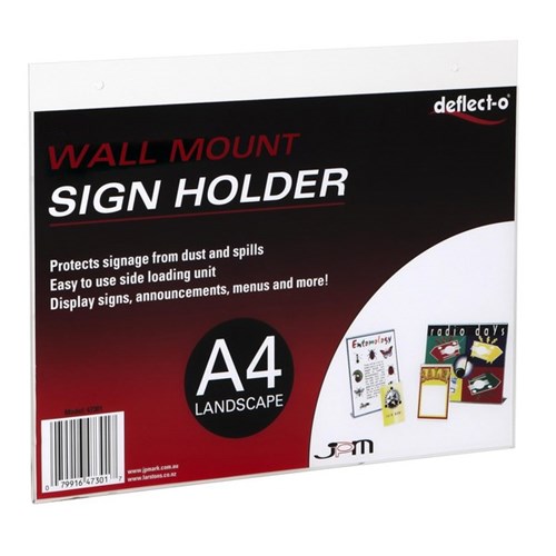 Deflecto Wall Mount Sign & Menu Holder A4 Landscape 46901