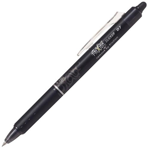 Pilot Frixion Black Clicker Erasable Rollerball Gel Pen 0.7mm Fine Tip