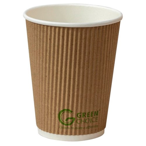 Green Choice Ripple Wall Cups 375ml Kraft, Pack of 25