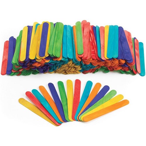 Colorations Jumbo Pop Sticks 153x19mm Assorted Colours, Pack of 500