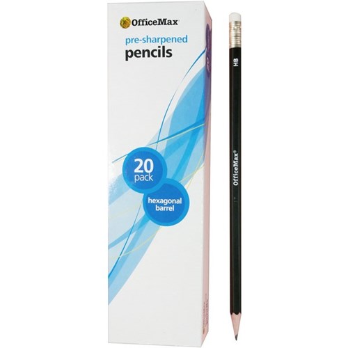 OfficeMax HB Lead Pencils Eraser Tip, Pack of 20
