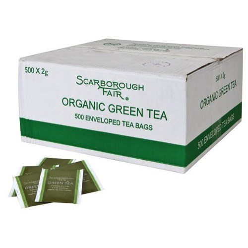 Scarborough Fairtrade Green Tea Enveloped Tea Bags, Box of 500