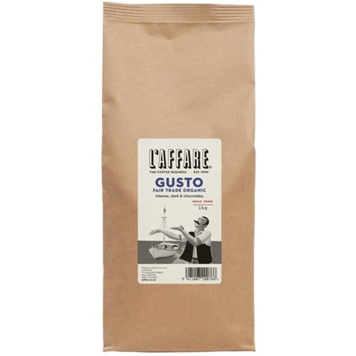L'affare Gusto Fair Trade Organic Coffee Beans 1kg
