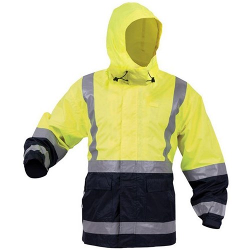 Bison Stamina Wet Weather Hi Vis Day/Night Jacket Medium Yellow/Navy