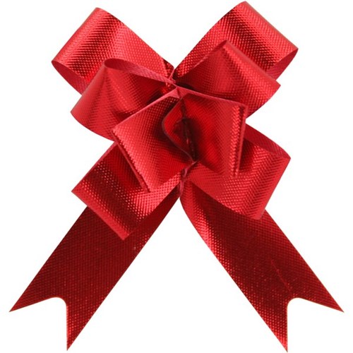 Metallic Embossed Pull Bows 22mm Red, Box of 100