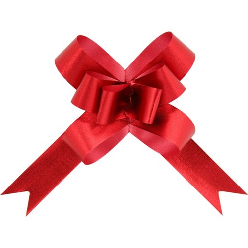 Metallic Embossed Pull Bows 14mm Red, Box of 100