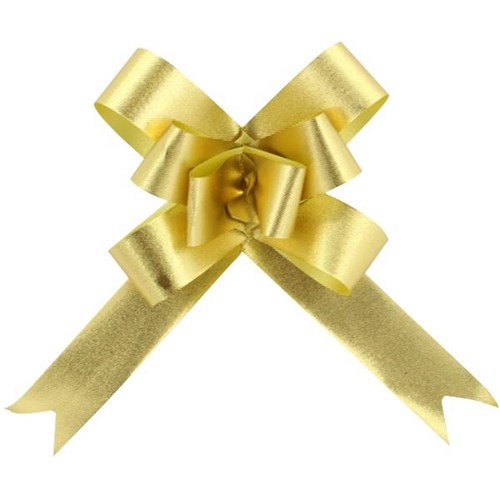 Metallic Embossed Pull Bows 14mm Gold, Box of 100