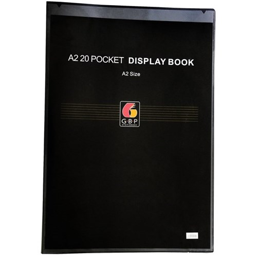 GBP A2 Display Book Insert Cover 20 Pocket Black