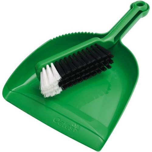 Oates Dustpan & Banister Brush Set Plastic Green