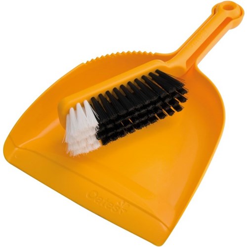 Oates Dustpan & Banister Brush Set Plastic Yellow
