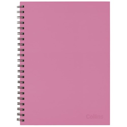 Collins A4 Hard Cover Spiral Notebook Mauve Pink 200 Pages
