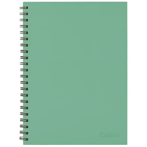 Collins A4 Hard Cover Spiral Notebook Sage Green 200 Pages
