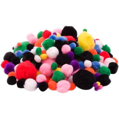 Pom Poms Assorted Sizes & Colours, Pack of 280
