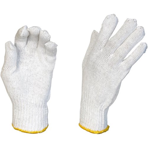 Polycotton Knit Gloves Large White, Pack of 12 Pairs