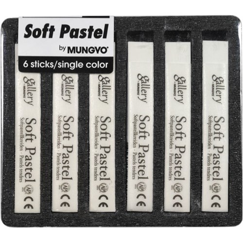 Mungyo Soft Chalk Pastels White, Pack of 6