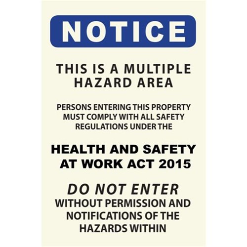 Notice Multi Hazard Area Safety Sign 450x300mm OfficeMax NZ