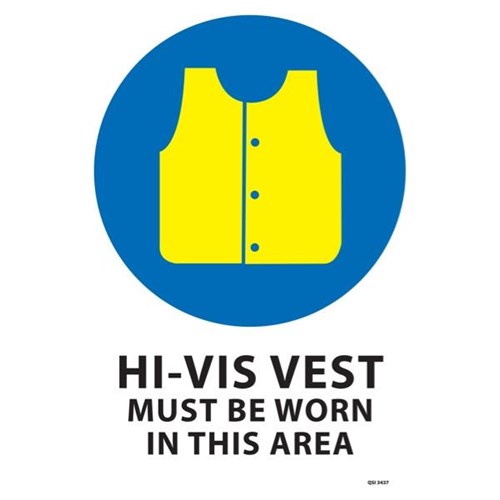 Hi Visibility Vest Must Be Worn Safety Sign 340x240mm OfficeMax NZ