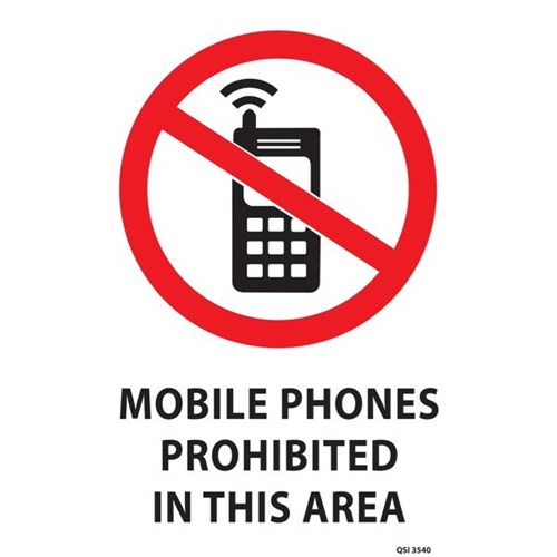 Mobile Phones Prohibited In This Area Safety Sign 240x340mm
