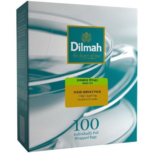 Dilmah Green Tea With Natural Jasmine Petals Enveloped Tea Bags, Box of 100