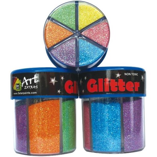 Glitter Shaker 6 Rainbow Colours 80gm