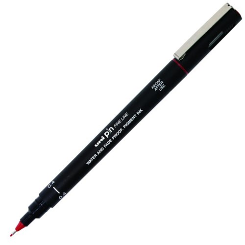 uni Pin Red Fine Line Pigment Pen 0.4mm Medium Tip
