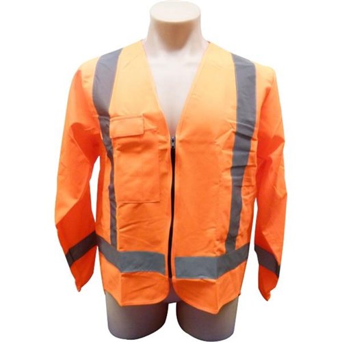 TTMC-W Hi Vis Safety Vest Long Sleeve Medium Orange