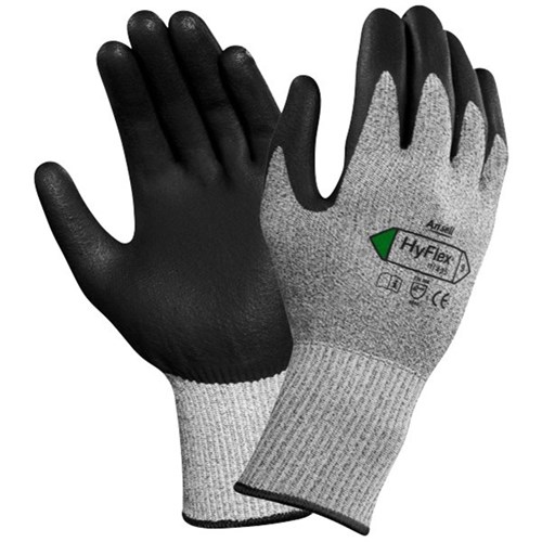 Hyflex 11-435 Cut 5 Protection Gloves PU Palm Coated Medium Size 8, Pair