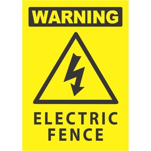 Warning Electric Fence Safety Sign 340mmx240mm OfficeMax NZ