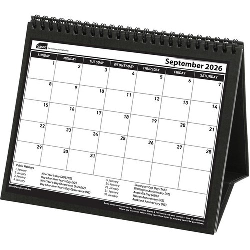 Sasco Desk Tent Calendar 1 Month To View 2026 Black/White