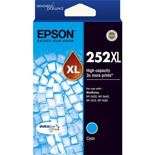 Epson 252XL Cyan Ink Cartridge High Yield T253292