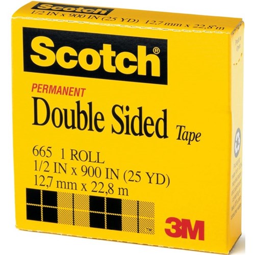 Scotch® 665 Double Sided Tape 12.7mm x 22.8m